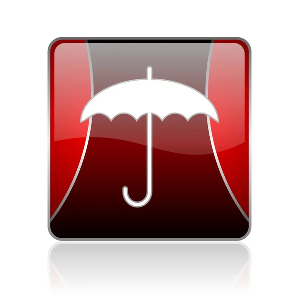 Зонтик красный квадратный глянцевая иконка — стоковое фото