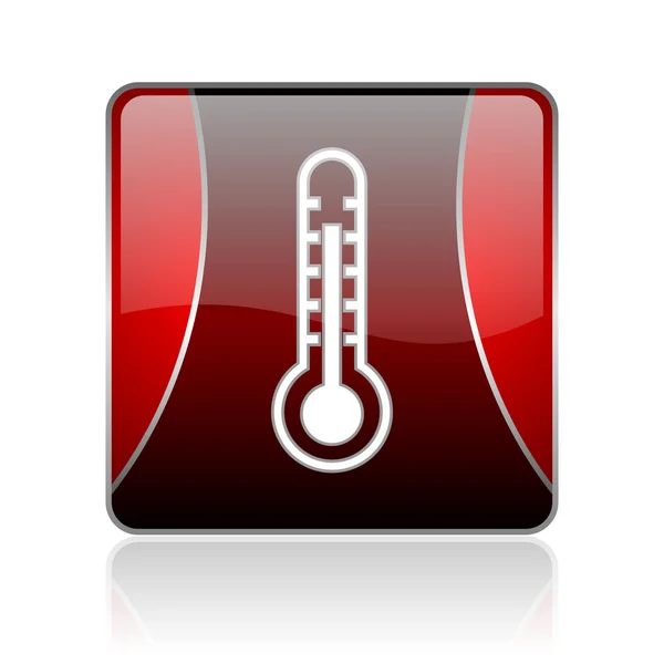 Termometer red square web glossy icon — Stok Foto