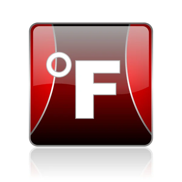 Fahrenheit red square web glossy icon — Stock Photo, Image