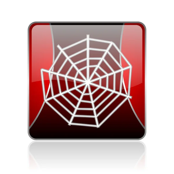 Spider web red square web glossy icon — Stock Photo, Image