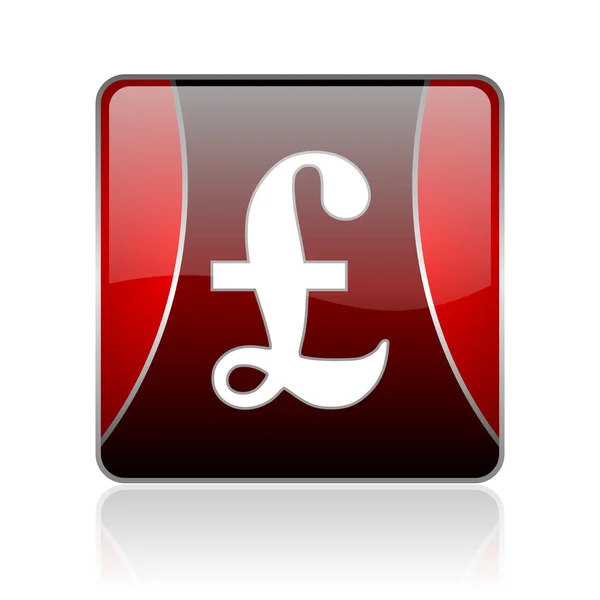 Pound red square web glossy icon — Stock Photo, Image