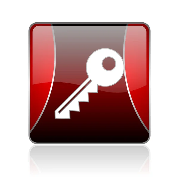 Key red square web glossy icon — Stock Photo, Image