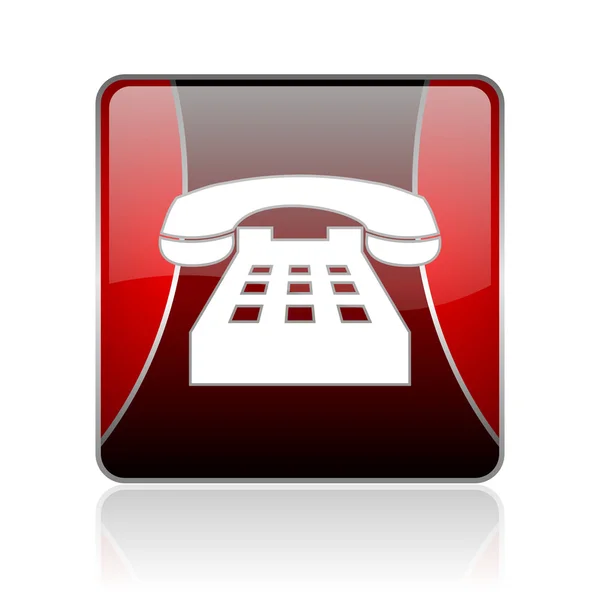 Telefon rot quadratisch Web-Hochglanz-Symbol — Stockfoto