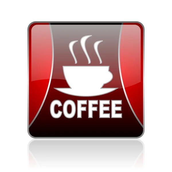 Kawa czerwony kwadrat WWW błyszczący ikona — Zdjęcie stockowe