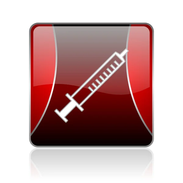 Rode plein web glanzende pictogram syringe — Stockfoto