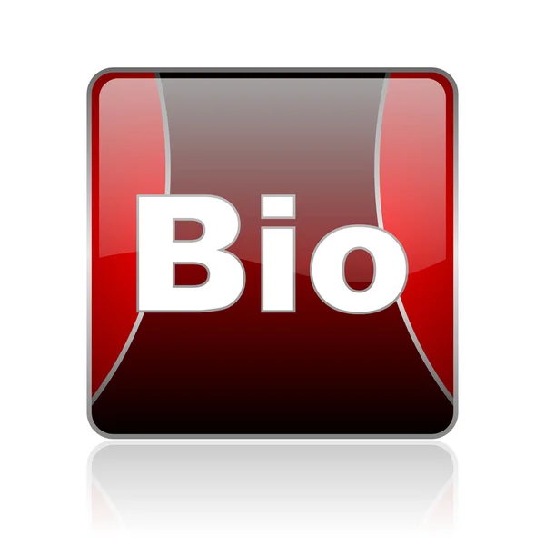Bio vermelho quadrado web ícone brilhante — Fotografia de Stock