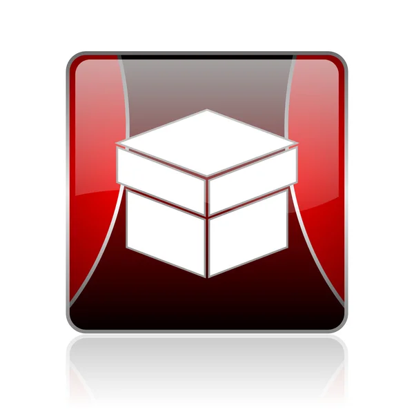 Box red square web glossy icon — Stock Photo, Image