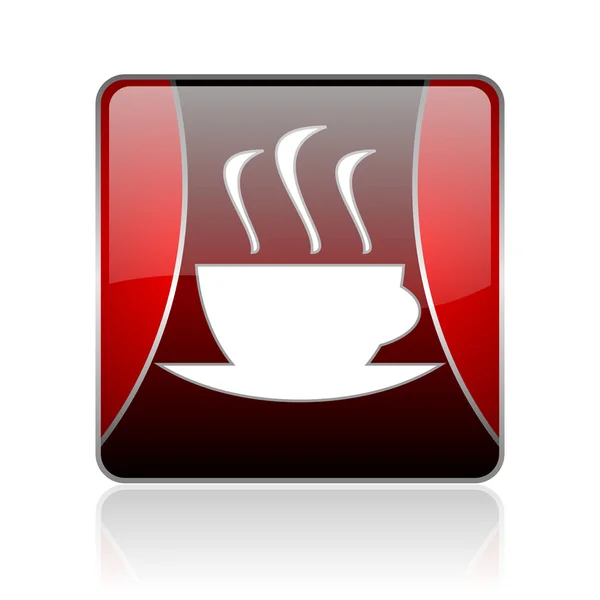 Coffee red square web glossy icon — Stock Photo, Image