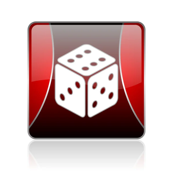 Dice red square web glossy icon — Stock Photo, Image