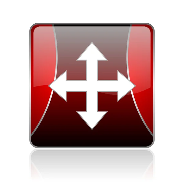 Strzałki czerwony kwadrat WWW błyszczący ikona — Zdjęcie stockowe