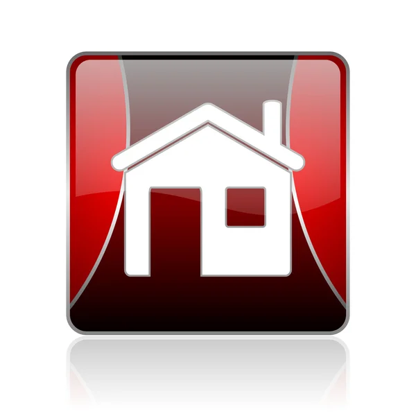 Home red square web glossy icon — Stock Photo, Image