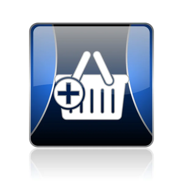 Nákupní košík modrý čtvereček web lesklý ikonu — Stock fotografie