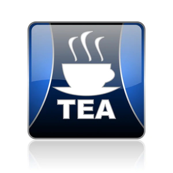 Tea blue square web glossy icon — Stock Photo, Image