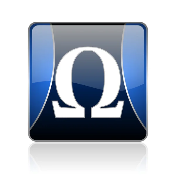 Omega blauwe vierkante web glanzende pictogram — Stockfoto