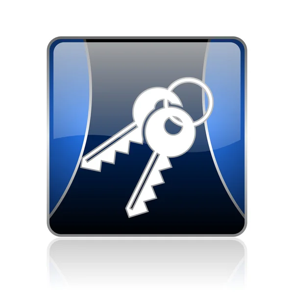 Anahtarları mavi kare web parlak simgesi — Stok fotoğraf