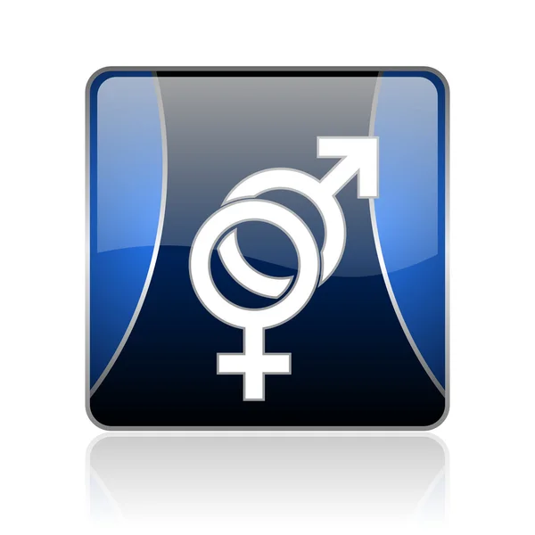 Sex blau quadratisch web glänzend Symbol — Stockfoto