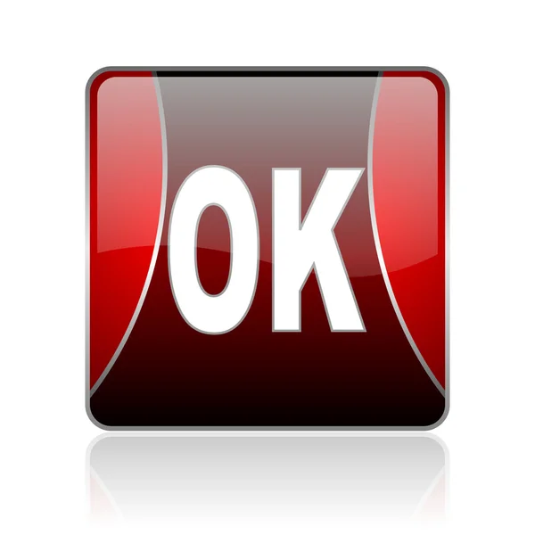 Ok red cuadrada web brillante icono — Foto de Stock