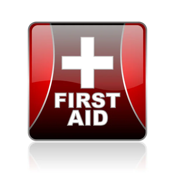 First aid red square web glossy icon — Stock Photo, Image