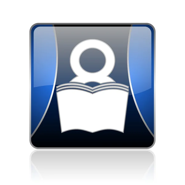 Book blue square web glossy icon — Stock Photo, Image