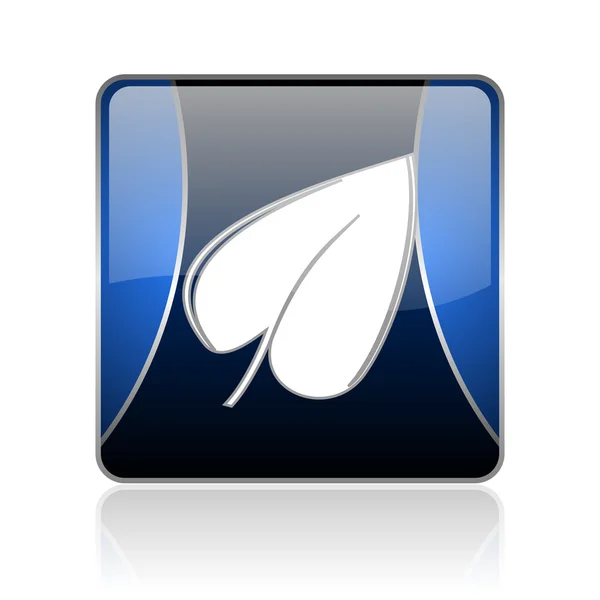 Leaf blue square web glossy icon — Stock Photo, Image