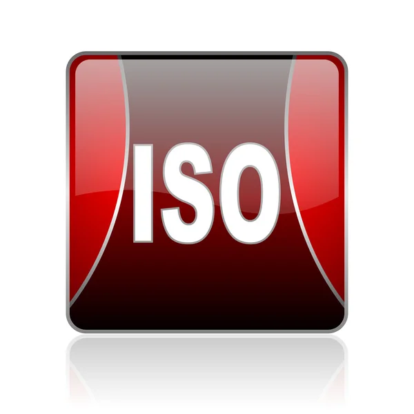 Iso rot quadratisch Web-Hochglanz-Symbol — Stockfoto