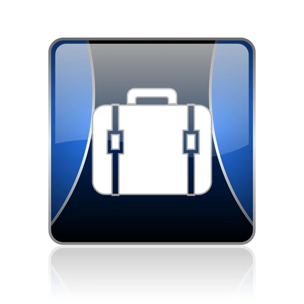 手荷物の青い正方形ウェブの光沢のあるアイコン — ストック写真