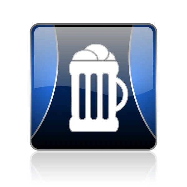 Beer blue square web glossy icon — Stock Photo, Image