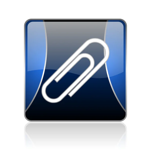 Paperclip blauwe vierkante web glanzende pictogram — Stockfoto