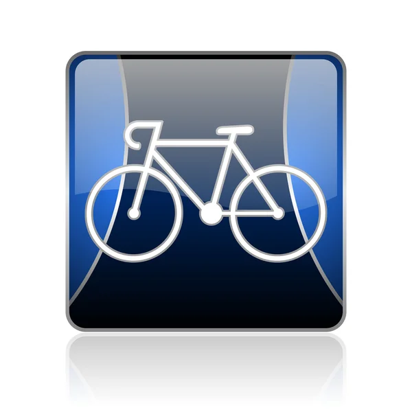 Bici azul cuadrado web icono brillante — Foto de Stock