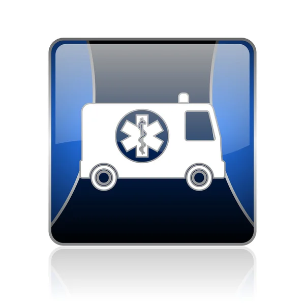 Ambulance blauwe vierkante web glanzende pictogram — Stockfoto