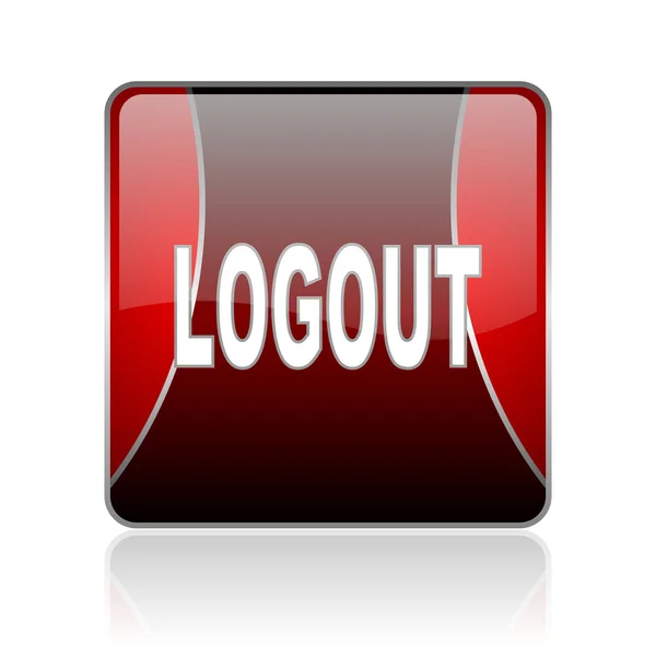Logout rotes quadratisches Web-Hochglanz-Symbol — Stockfoto