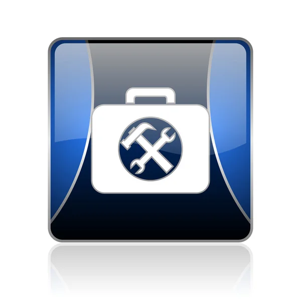 Zestaw narzędzi niebieski kwadrat WWW błyszczący ikona — Zdjęcie stockowe