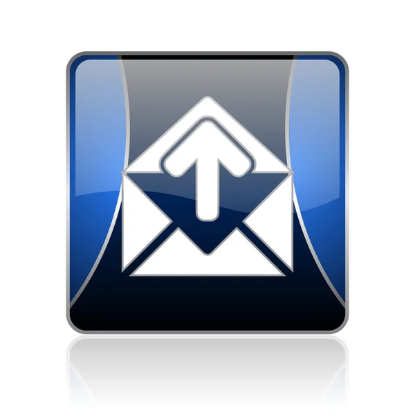 Mail bleu carré web brillant icône — Photo