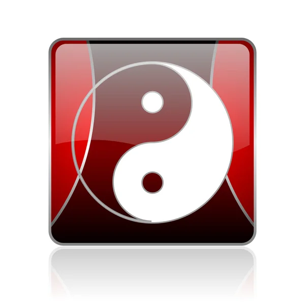 Ying yang Rode plein web glanzende pictogram — Stockfoto