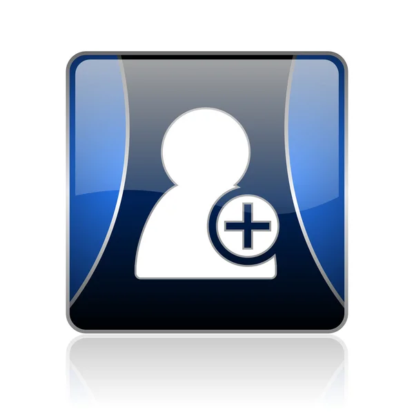 Aggiungere contatto blu quadrato web icona lucida — Foto Stock