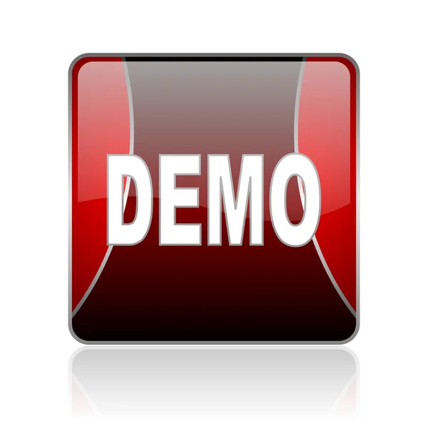 Demo vermelho quadrado web ícone brilhante — Fotografia de Stock