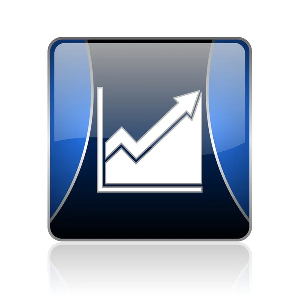 Histogram blue square web glossy icon — Stock Photo, Image