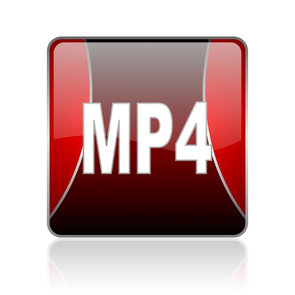 Mp4 rote quadratische Web-Hochglanz-Symbol — Stockfoto