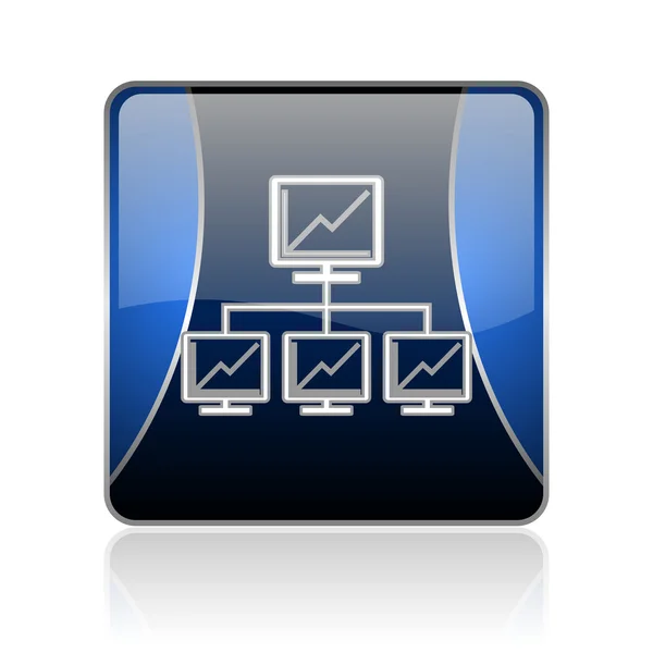 Network blue square web glossy icon — Stock Photo, Image