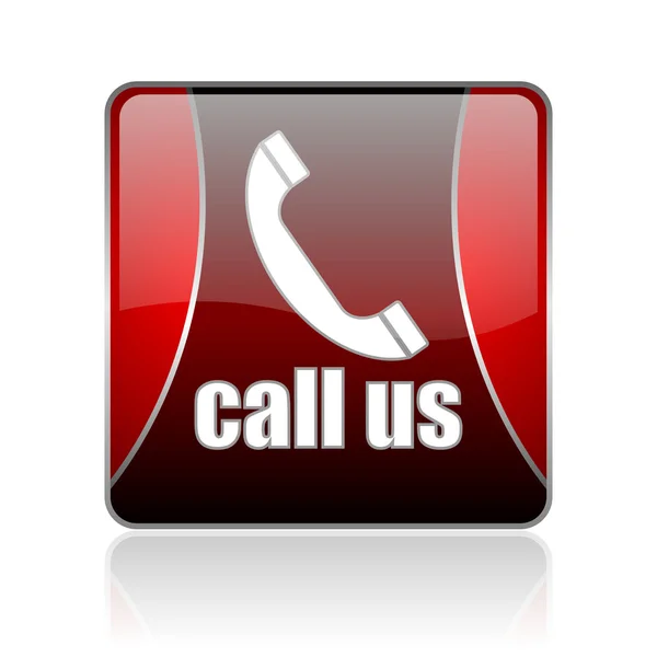 Call us red square web glossy icon — Stock Photo, Image