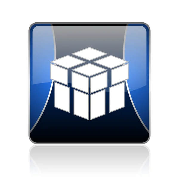 Cuadro azul cuadrado web brillante icono — Foto de Stock