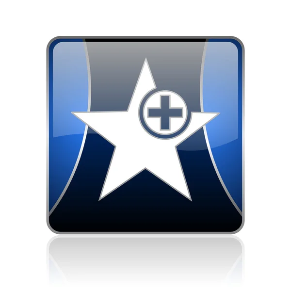 Estrela azul quadrado web ícone brilhante — Fotografia de Stock