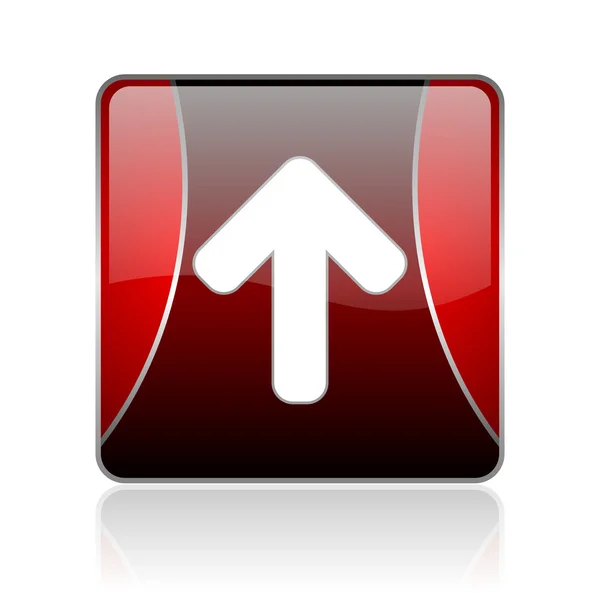 Seta para cima vermelho quadrado web ícone brilhante — Fotografia de Stock