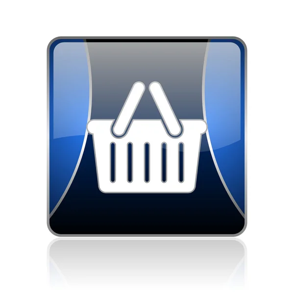 Shopping cart blue square ikon mengkilap web — Stok Foto