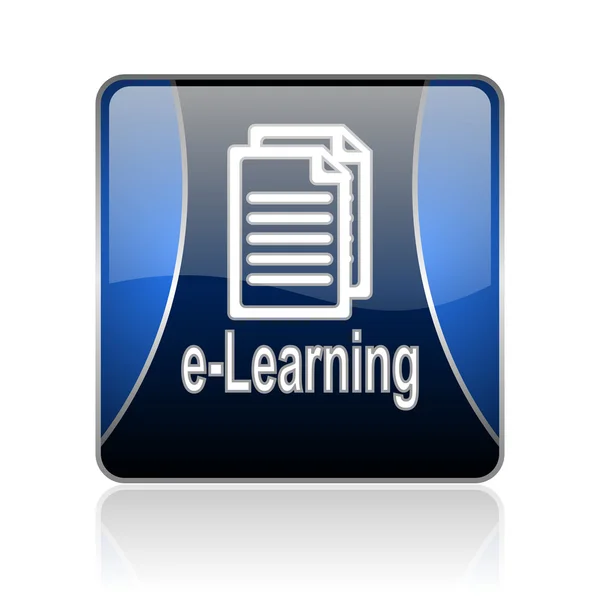 E-learning azul cuadrado web icono brillante —  Fotos de Stock