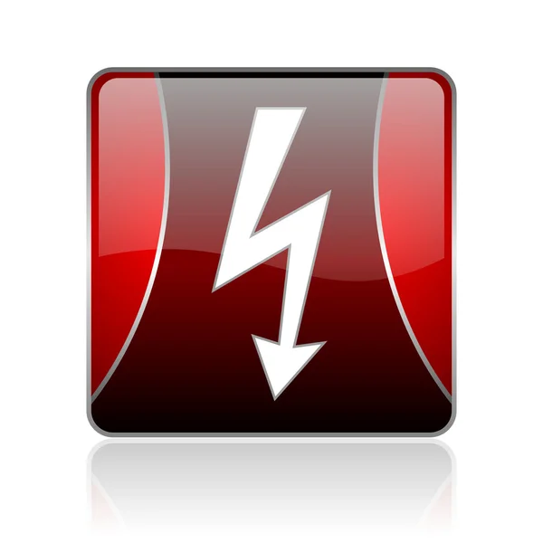 Lightning red square web glossy icon — Stock Photo, Image