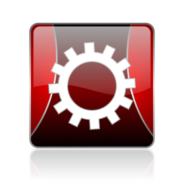 Zahnräder rotes quadratisches Web-Hochglanz-Symbol — Stockfoto