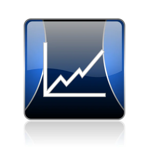 Diagramm blau quadratisch Web-Hochglanz-Symbol — Stockfoto