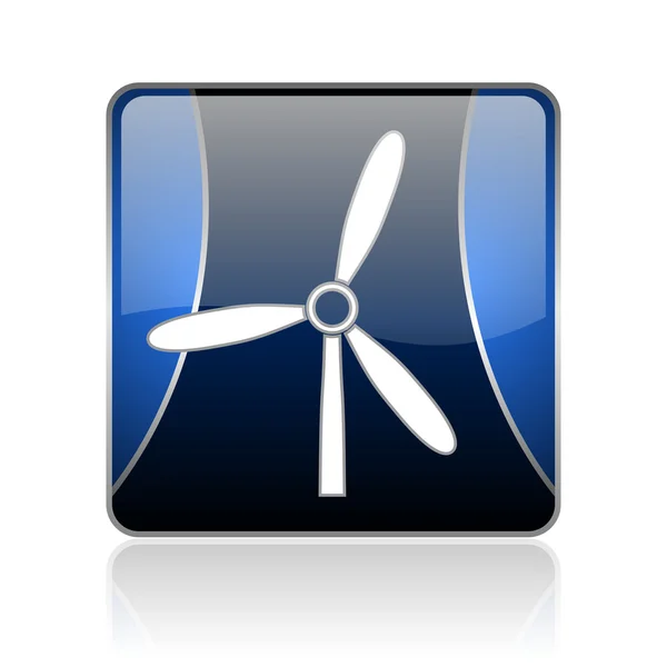 Ikona lesklé modré čtvercové webové větrný mlýn — Stock fotografie