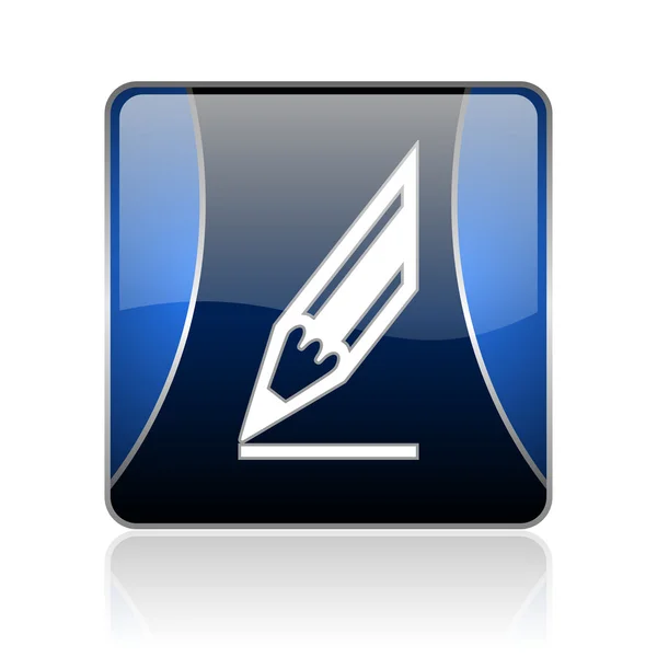 Dibujar azul cuadrado web icono brillante —  Fotos de Stock